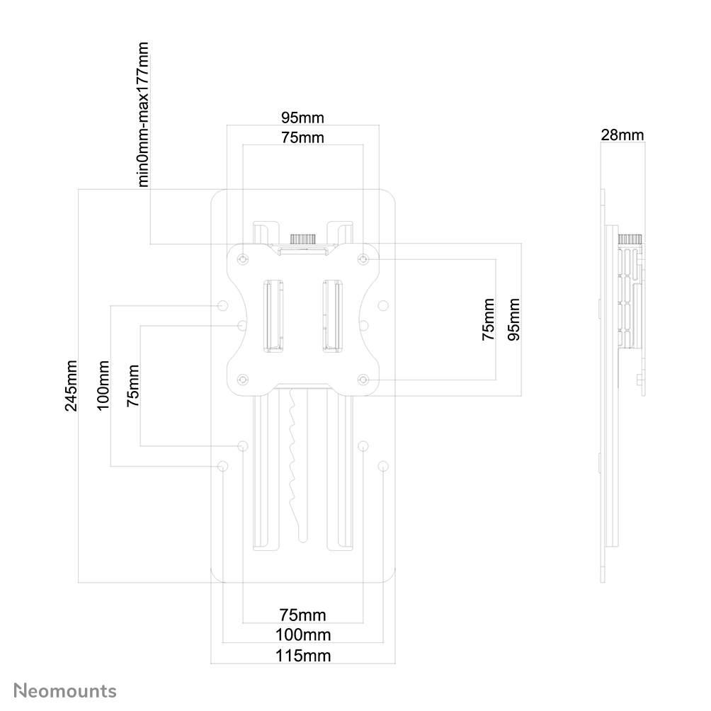 Neomounts FPMA-LIFT100 Höhenverstellbarer VESA-Adapter - universal